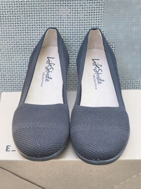 Life Stride Velocity 2.0 Black Knit Wedge Comfort Flats Women's Shoes Size 8.5M